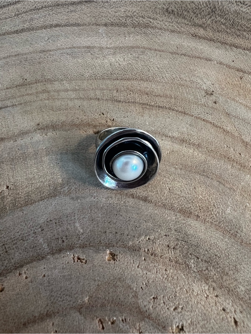 Silpada Silver Flower Ring with White Pearl size 7